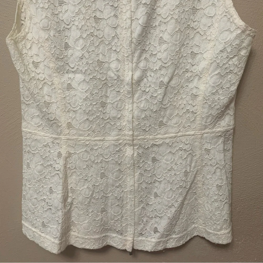 Rebecca Taylor Lace Dart Tank Top White Ivory Cream Size 10 NWT New - Picture 8 of 16